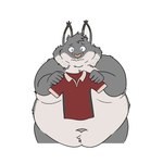 5_fingers anthro belly big_belly blue_eyes blush cheek_tuft clothing countershading facial_tuft fingers fur grey_body grey_fur holding_clothing holding_object holding_shirt holding_topwear huge_belly male moobs multicolored_body multicolored_fur navel neck_tuft nude obese obese_anthro obese_male overweight overweight_anthro overweight_male pink_nose red_clothing red_shirt red_t-shirt red_topwear shirt simple_background solo t-shirt topwear tuft two_tone_body two_tone_fur weight_gain white_background silverlab101 echo_(game) echo_(series) echo_project tj_hess canada_lynx felid feline lynx mammal 1:1 2023 absurd_res half-length_portrait hi_res portrait