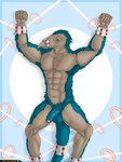 abs angry anthro balls bound cuff_(restraint) fist flaccid foreskin fur genitals glans handcuffs humanoid_genitalia humanoid_penis looking_at_viewer male metal_cuffs muscular navel nude penis pose raised_arms restraints simple_background solo spread_legs spreading tail tail_cuff vein veiny_penis garo_(artist) toriko_(series) nitro_(toriko) 3:4 absurd_res hi_res pinup shaded soft_shading