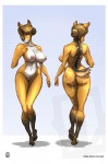 abstract_background amber_eyes anthro areola big_breasts biped black_nose breasts brown_body brown_fur brown_hair butt female fur genitals hair hair_bun hooves looking_at_viewer navel nipples nude pink_nipples pussy short_hair simple_background smile solo spots standing tail white_body white_fur yellow_body yellow_fur kamina1978 hollandworks applebottom_family elaine_applebottom deer mammal 2013 model_sheet