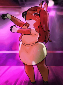 brown_body brown_hair clothed clothing dance_floor dancing dress female hair hooves looking_at_viewer solo translucent translucent_clothing yellow_clothing yellow_dress lostwisdom shuba_duck nicolette_(lubentina_infernis) deer mammal 2d_animation animated animated_gif animation_meme frame_by_frame meme short_playtime