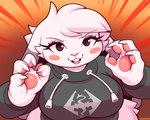 anatomically_inaccurate anatomically_inaccurate_pawpads anthro biped black_clothing black_hoodie black_topwear blush blush_stickers breasts claws clothing female female_anthro finger_claws fur grey_body grey_fur hoodie looking_at_viewer open_mouth open_smile pawpads pink_pawpads smile solo topwear white_body white_fur colarix microsoft the_elder_scrolls colarix_(fursona) lagomorph leporid mammal rabbit 2024 absurd_res digital_media_(artwork) hi_res