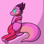 2_toes ambiguous_gender anthro blue_eyes clothing feet horn lingerie pink_body pupils slit_pupils solo toes trout_(artist) spaffy kobold 1:1