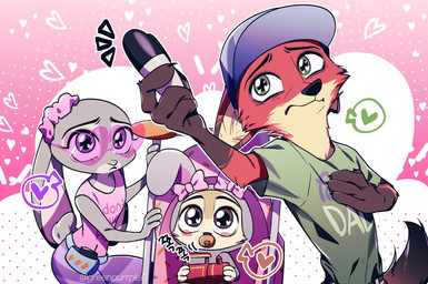 age_difference ageplay ambiguous_gender anthro bag bottomwear carrot clothing detailed_background eyewear female female_anthro food fur glasses green_eyes grey_body grey_fur group hat headgear headwear heart_sunglasses heart_symbol male male/female male_anthro marker multicolored_body neonate object_in_mouth older_anthro older_male onesie open_mouth orange_body orange_fur pacifier pacifier_in_mouth pattern_bottomwear pattern_clothing plant pleading_eyes purple_eyes roleplay sad shirt smile smiling_at_viewer speech_bubble striped_bottomwear striped_clothing stripes sunglasses tail teeth text text_on_clothing tongue topwear trio two_tone_body vegetable young young_anthro younger_ambiguous younger_anthro greenpurrpled disney zootopia finnick_(zootopia) judy_hopps nick_wilde canid canine european_rabbit fennec_fox fox lagomorph leporid mammal oryctolagus rabbit red_fox true_fox 2025 hi_res korean_description adult_(lore)