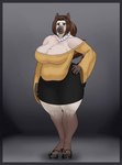 anthro big_breasts breasts cleavage clothed clothing female markings mature_female mole_(marking) mole_on_breast mole_under_eye overweight overweight_anthro overweight_female slightly_chubby solo vein veiny_breasts pancarta dona_lupe canid canine canis domestic_dog mammal absurd_res hi_res