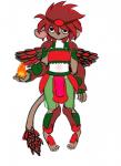 anthro armor feathered_wings feathers female fire simple_background solo translucent white_background wings young young_anthro jellymouse nali_(jellymouse) degu hybrid mammal octodontid rodent hi_res