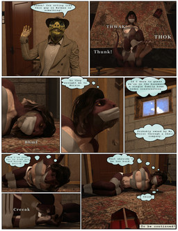 anthro basement bdsm bondage border bound bound_and_gagged captured clothing dialogue duct_tape gag gagged gagged_talk hat headgear headwear inside jacket kidnapping male onomatopoeia restraining rug solo solo_focus sound_effects speech_bubble tape tape_bondage tape_gag text thought_bubble topwear unfinished_basement white_border window perturbedmania chuckwalla iguanid lizard reptile scalie 3d_(artwork) comic daz_studio_(artwork) digital_media_(artwork) english_text hi_res