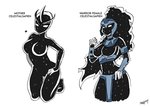 armor breasts cosmic_flesh cosmic_hair duo ethereal_hair featureless_breasts featureless_crotch female not_furry simple_background text white_background fiqllency ben_10 cartoon_network alien celestialsapien humanoid 2020 absurd_res english_text hi_res