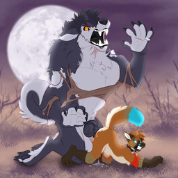 abdominal_bulge anal anal_penetration anthro anthro_on_anthro anthro_penetrated anthro_penetrating anthro_penetrating_anthro ass_up black_penis bodily_fluids butt claws clothing cum cum_on_ground curled_tail doggystyle duo erection fangs from_behind_position genital_fluids genitals grass hair knot knotted_penis looking_at_another male male/male male_penetrated male_penetrating male_penetrating_male moon on_ground open_mouth outside penetration penile penile_penetration penis penis_in_ass plant raised_tail sex short_hair size_difference smaller_male smaller_penetrated tail teeth topwear torn_clothing torn_topwear kwik_(artist) mythology vulan_(flyinfox) canid canine mammal mythological_canine mythological_creature werecanid werecanine werecreature werewolf 1:1 2023 colored digital_drawing_(artwork) digital_media_(artwork) shaded