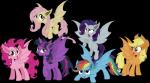 alternate_species bat_wings blonde_hair blue_body blue_fur female fur group hair horn membrane_(anatomy) membranous_wings multicolored_hair pink_hair purple_body purple_fur purple_hair rainbow_hair simple_background transparent_background two_tone_hair wings vector-brony friendship_is_magic hasbro my_little_pony mythology applejack_(mlp) flutterbat_(mlp) fluttershy_(mlp) pinkie_pie_(mlp) rainbow_dash_(mlp) rarity_(mlp) twilight_sparkle_(mlp) bat_pony earth_pony equid equine horse hybrid mammal mythological_creature mythological_equine pony winged_unicorn 2014 absurd_res alpha_channel hi_res