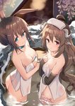 blue_eyes blush breasts brown_hair butt duo female hair hot_spring long_hair navel onsen outside pink_eyes smile snow towel towel_on_head towel_only water togo_(korlsj1235) arknights hypergryph studio_montagne amiya_(arknights) eyjafjalla_(arknights) animal_humanoid bovid bovid_humanoid caprine caprine_humanoid goat_humanoid humanoid lagomorph lagomorph_humanoid leporid_humanoid mammal mammal_humanoid rabbit_humanoid 2020 hi_res