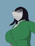 anthro big_breasts breasts female grey_body hair long_hair purple_eyes simple_background smile solo vicenice daniela_sanchez fish marine shark 3d_(artwork) absurd_res blender_(artwork) digital_media_(artwork) hi_res trans_(lore) trans_woman_(lore)