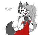 anthro clothing cocktail_dress dress fangs female glistening glistening_eyes happy red_clothing red_dress solo teeth doupperart_(artist) helluva_boss mythology loona_(helluva_boss) canid canid_demon canine demon hellhound mammal mythological_canine mythological_creature