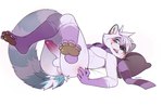 anthro anus aroused blush erection genitals male markings paws penis perineum presenting ring_(marking) ringed_tail scarf solo striped_markings striped_tail stripes tail tail_markings eihman tundra_amethyst mammal procyonid raccoon