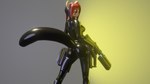 anthro armor butt clothing female gun latex latex_clothing latex_skinsuit looking_at_viewer ranged_weapon rear_view rifle rubber_clothing science_fiction skinsuit solo tight_clothing weapon edricmarcry ailurid mammal red_panda 16:9 3d_(artwork) digital_media_(artwork) hi_res widescreen