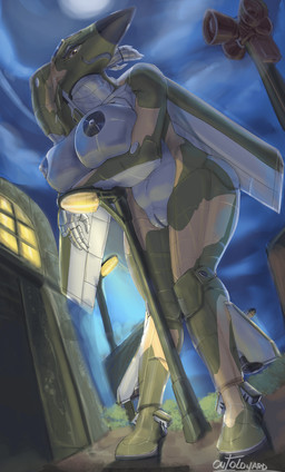 aircraft airplane anthro areola back_wings big_areola big_breasts big_nipples black_areola black_nipples breasts camo_body cockpit dark_areola dark_nipples female fin genitals green_body jet jet_engine leg_fins looking_at_viewer machine metallic_body navel night nipples non-mammal_nipples not_furry nude nude_anthro nude_female smile solo street_lamp thick_thighs vehicle vulva wheel wheel_feet white_body wide_hips wings outoldyard aeromorph living_aircraft living_machine living_vehicle absurd_res digital_media_(artwork) hi_res
