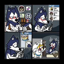 accident alcohol angry barefoot base_two_layout beer_bottle beverage blue_body blue_boxer_briefs blue_clothing blue_fur blue_pubes blue_underwear blush bottle boxer_briefs cellphone clothed clothing colored_seam_boxer_briefs colored_seam_underwear contact_list container drunk eggplant electronics feet food four_frame_grid four_frame_image fruit fur grid_layout holding_cellphone holding_object holding_phone male mistake multicolored_body multicolored_fur nude pantsless pantsless_anthro pantsless_male phone plant pubes regular_grid_layout sending_nudes sexting shirt substance_intoxication taking_picture text text_message texting topwear two_row_layout underwear white_body white_clothing white_fur white_seam_boxer_briefs white_seam_underwear white_shirt white_text white_topwear yellow_body yellow_fur gabshiba gab_(comic) telegram bau_husky gab_shiba canid canine canis domestic_dog husky mammal nordic_sled_dog shiba_inu siberian_husky spitz 1:1 comic multiple_scenes