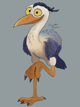 avian_feet beak blue_body blue_feathers claws feathers feral grey_background grey_body grey_feathers male on_one_leg simple_background solo standing white_body white_feathers yellow_eyes jaycobsartzz disney hoppers_(disney) pixar conner_(hoppers) avian bird great_heron heron pelecaniform absurd_res hi_res signature