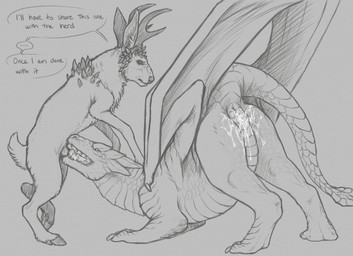 after_vaginal animal_genitalia bodily_fluids cum cum_in_vagina cum_inside duo erection female feral genital_fluids genitals larger_penetrated male oral oral_penetration penetration sheath size_difference yaroul mythology antelope bovid dragon mammal mythological_creature mythological_scalie scalie hi_res