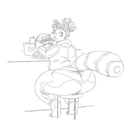 anthro beverage big_butt bottomwear burger butt clothed clothing eating eating_food fast_food female food fries furniture hair hair_bun holding_burger holding_food holding_object hoodie huge_butt looking_back love_handles markings overweight overweight_anthro overweight_female panties pants panty_lines panty_peek rear_view ring_(marking) ringed_tail simple_background sitting sitting_on_stool solo stool striped_markings striped_tail stripes tail tail_markings thick_thighs topwear underwear white_background wide_hips grindavikbydaylight mammal procyonid raccoon 1:1 2019 black_and_white monochrome