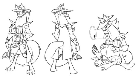 anthro barrel belt clothed clothing coat digitigrade duster_coat female front_view furgonomics hat headgear headwear knee_pads looking_aside looking_at_viewer midriff rattle_(anatomy) rear_view shoulder_pads simple_background sitting solo standing thick_neck tongue tongue_out topwear white_background muniversalarts fallout microsoft fan_character snap_(balancedwolf) canid canine canis coyote hybrid mammal night_stalker_(fallout) pit_viper reptile scalie snake viper black_and_white hi_res model_sheet monochrome