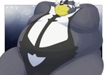 anthro belly big_belly biped black_body black_nose kemono male obese obese_anthro obese_male overweight overweight_anthro overweight_male solo marumu_5656 nintendo pokemon generation_8_pokemon legendary_pokemon pokemon_(species) urshifu 2022