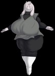 anthro big_breasts breasts clothing digit_ring ear_piercing ear_ring elderly_female evil_face female fur grey_clothing horn huge_breasts jewelry piercing ring_piercing solo white_body white_fur wide_hips alythewolfcat dragon_ball dragon_ball_super undertale_(series) goku_black toriel boss_monster_(undertale) bovid caprine goat mammal absurd_res alpha_channel hi_res