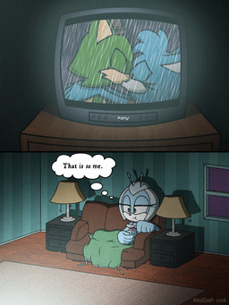anthro bedding blanket clothing detailed_background eating eating_ice_cream female fur furniture hair inside kissing lamp living_room male on_sofa pajamas shirt sitting sitting_on_sofa sofa text thinking thought_bubble topwear watching_movie watching_television realdash idw_publishing sega sonic_the_hedgehog_(comics) sonic_the_hedgehog_(idw) sonic_the_hedgehog_(series) fan_character jewel_the_beetle arthropod beetle beetle_humanoid insect 2026 digital_media_(artwork) english_text hi_res signature