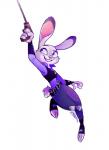 action_pose anthro clothing female fur grey_body grey_fur pose running simple_background solo uniform chezlizz disney zootopia judy_hopps lagomorph leporid mammal rabbit 2016 hi_res