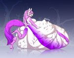 anthro anthro_pred breasts digestion female green_eyes hair long_tail mass_vore pink_hair solo tail vore white_body white_skin cmitchell digital_media_(artwork) hi_res