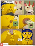3:4 anal anal_fingering anal_penetration animal_crossing ankha_(animal_crossing) anthro anus backsack balls bent_over blue_hair bodily_fluids breasts butt comic deer domestic_cat duo english_text felid feline felis finger_in_mouth finger_suck fingering fingering_ass fingering_partner flaccid foreskin genitals gynomorph hair hi_res ike_marshall intersex jewelry mammal nintendo nipples nude penetration penis perineum profanity saliva saliva_on_anus saliva_string sex shino_(animal_crossing) spread_anus spread_butt spreading sucking sweat text tongue tongue_out yellow_body