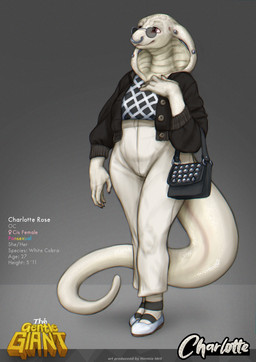 anthro big_tail breasts clothing eyewear facial_piercing fashion female furgonomic_piercing furgonomics handbag long_tail non-mammal_breasts nose_piercing nose_ring piercing ring_piercing scales snake_hood snake_hood_piercing solo sunglasses tail text thick_thighs white_body white_scales wide_hips the_gentle_giant charlotte_rose cobra reptile scalie snake absurd_res english_text hi_res