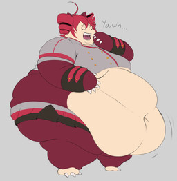 anthro belly big_belly big_butt butt cankles claws female hanging_belly huge_belly huge_butt ill-fitting_clothing morbidly_obese morbidly_obese_anthro morbidly_obese_female obese obese_anthro obese_female open_mouth overweight overweight_anthro overweight_female red_body solo tired unclephuncle yawn nintendo pokemon utau kasane_teto generation_1_pokemon mammal pokemon_(species) snorlax hi_res
