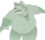 anthro belly blush clothing kemono male overweight overweight_anthro overweight_male shirt simple_background solo topwear white_background sv_grart lifewonders live_a_hero mokdai canid canine canis domestic_dog mammal 2020 hi_res