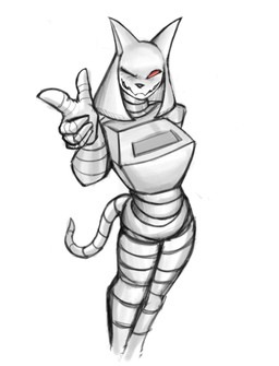 anthro empty_eyes female finger_gun gesture grey_body hand_gesture metallic_body one_eye_closed pointing pointing_at_viewer red_eyes solo standing wink hlappy3 hanna-barbera swat_kats molly_mange domestic_cat felid feline felis mammal robot_anthro colored hi_res