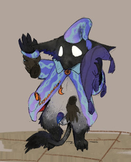 3_toes 4_fingers accessory ambiguous_gender animal_genitalia anthro balls barefoot beak beak_closed biped black_beak black_body black_feet black_fur black_tail black_tail_tuft blue_penis bodily_fluids bottomless bottomless_anthro bottomless_male chain_accessory claws clock clothed clothed_anthro clothed_male clothing crescent_moon disembodied_hand duo empty_eyes feet finger_claws fingers fur genital_fluids genitals grey_balls grey_body grey_fur grey_tail half-erect hat headgear headwear hindpaw holding_arm holding_object holding_pillow male male/ambiguous male_anthro male_focus moon mouth_closed multicolored_body multicolored_fur multicolored_tail nightcap open_clothing open_topwear pajamas pattern_clothing pattern_hat pattern_headgear pattern_headwear pattern_topwear paws penis pillow pocketwatch precum purple_clothing purple_hat purple_headgear purple_headwear purple_inner_ear purple_pajamas purple_topwear raised_arms semi-anthro sheath simple_background sleepwear solo_focus standing tail tail_between_legs tail_tuft tapering_penis toe_claws toes topwear tuft watch white_eyes young young_anthro young_male rvtt deadlock_(game) mythology valve rem_(deadlock) avian chimera dream_creature gryphon mythological_avian mythological_creature 2026 hi_res