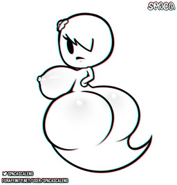 accessory big_breasts big_butt breasts butt female hair_accessory hand_on_hip looking_at_viewer nipples not_furry nude simple_background solo spaca cartoon_network the_amazing_world_of_gumball carrie_krueger ghost spirit digital_media_(artwork) hi_res