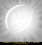 anthro belly big_belly breasts clothing female jacket nude solo text topwear vore fidchellvore nintendo pokemon hildegard_(fidchellvore) generation_4_pokemon lucario pokemon_(species) black_and_white comic monochrome