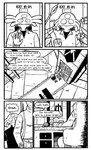 anthro female gun male melee_weapon polearm ranged_weapon spacecraft spear text vehicle weapon afuckingcamel-zenge-art_(artist) chucklefish starbound kenta_(afuckingcamel) human hylotl mammal absurd_res black_and_white comic english_text hi_res monochrome