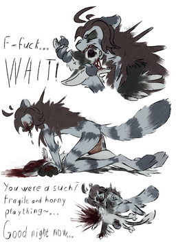 3_fingers 3_toes 4_ears after_sex angry angry_sex animal_genitalia animal_penis anthro anthro_pred anthro_prey big_penis bite black_body black_feathers black_finger_claws black_fur black_sclera blood blood_on_face blood_on_hand blood_splatter bodily_fluids brown_hair butt cat_tail chest_tuft claws corpse countershading cowgirl_position cum cum_from_vagina cum_in_vagina cum_inside cum_leaking_out death dialogue digitigrade dominant dominant_female duo eating eating_flesh ellipsis erection excessive_blood exclamation_point feathered_wings feathers feet female female_on_top female_penetrated female_pred finger_claws fingers forced from_front_position fur genital_fluids genital_slit genitals gore gore_focus green_sclera grey_body grey_fur grey_markings hair hard_vore head_bite head_injury huge_penis intravaginal_penis killing larger_pred leaking_cum leaning leaning_forward long_hair lying male male/female male_death male_penetrating male_prey markings multi_ear multicolored_body mutilation nightmare_fuel nude on_back on_bottom on_top open_mouth penetration penile penis profanity purple_eyes rape scared severed_body_part severed_head sex shallow_penetration simple_background simplified_pawpads size_difference slim snuff speech_bubble tail talking_to_prey tapering_penis tearing_flesh teeth text toes torn_apart tuft tufted_fur vaginal vaginal_penetration vore white_body white_feathers white_fur winged_arms wings wounded kestrel_(artist) abigail_(kestrel) fyr_(fenrir784) avali avian bird felid mammal 2025 absurd_res colored colored_sketch comic digital_drawing_(artwork) digital_media_(artwork) english_text hi_res signature sketch maleherm_(lore)