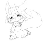 :o anthro blush bodily_fluids butt clothed clothing female genital_fluids genitals kemono open_mouth pussy simple_background solo vaginal_fluids white_background deaic ambiguous_species mammal 2018 greyscale monochrome