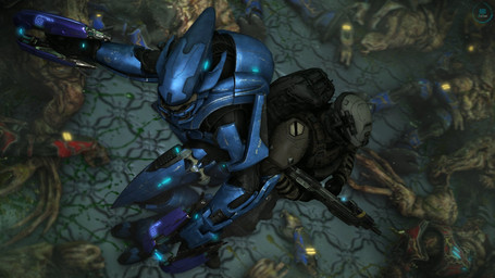 2_toes action_pose action_scene assault_rifle back_to_back death digitigrade dual_wielding duo energy_sword energy_weapon feet full_armor gun high-angle_view holding_gun holding_object holding_ranged_weapon holding_weapon male mandibles marines melee_weapon plasma_rifle pose ranged_weapon rifle sword toes unsc weapon brotside_sfm halo_(series) microsoft xbox_game_studios alien flood_(halo) human mammal sangheili 16:9 2025 3d_(artwork) colored digital_media_(artwork) hi_res source_filmmaker_(artwork) widescreen