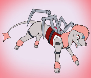 cybernetics female feral fur machine multicolored_body multicolored_fur prosthetic prosthetic_limb solo two_tone_body two_tone_fur fourssss canid canine canis cyborg domestic_dog mammal poodle 2026 digital_drawing_(artwork) digital_media_(artwork) hi_res