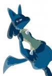 ambiguous_gender anthro black_body black_fur blue_body blue_fur fur simple_background solo white_background sikai nintendo pokemon generation_4_pokemon lucario pokemon_(species)