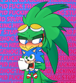 annoyed anthro beak blue_eyes blush bodily_fluids clothing eyeshadow eyewear eyewear_on_head feathers flustered gloves goggles goggles_on_head green_body green_feathers handwear holding_object holding_plushie looking_down makeup male plushie solo sweat text white_body white_feathers yellow_beak cookie-pone sega sonic_riders sonic_the_hedgehog_(series) jet_the_hawk sonic_the_hedgehog accipitrid accipitriform avian bird english_text