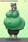 anthro belly big_belly big_breasts big_butt blush breasts butt clothed clothing cookie crossgender deep_navel eyewear female food fully_clothed fur glasses green_eyes grey_body grey_fur horn huge_breasts huge_butt huge_hips huge_thighs hyper hyper_hips leggings legwear love_handles mtf_crossgender navel navel_outline nipple_outline obese obese_anthro obese_female overweight overweight_anthro overweight_female pattern_background robe scarf simple_background solo standing text thick_thighs tight_clothing tight_robe weight_gain wide_hips gyro-furry deltarune undertale_(series) ralsei bovid caprine goat mammal hi_res url