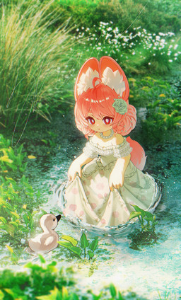 accessory anthro bare_shoulders clothed clothed_anthro clothing clothing_lift detailed_background dress dress_lift female flower flower_in_hair fully_clothed fully_clothed_anthro gem hair hair_accessory inner_ear_fluff jewelry necklace outside partially_submerged pearl_(gem) pearl_necklace pink_hair plant red_eyes solo solo_focus tuft water white_clothing white_dress yamacho mihoyo zenless_zone_zero zhao_(zenless_zone_zero) ambient_bird lagomorph leporid mammal rabbit thiren absurd_res hi_res