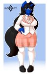 anthro big_breasts black_hair bottomwear breasts brown_eyes clothed clothing female footwear fully_clothed furgonomics hair horn legwear long_hair school_uniform skirt socks solo tail tail_through_skirt uniform kloudmutt hasbro my_little_pony mythology fan_character klodette equid equine mammal mythological_creature mythological_equine unicorn 2:3 hi_res