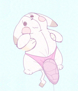 anthro bodily_fluids button_(fastener) button_eyes dildo feral fur genital_fluids genitals held_up male nervous nervous_smile nude penis plushie plushophilia sex_toy simple_background solo stitch_(sewing) strapon tail text white_body jellybeankofi nintendo pokemon pokemon_pokopia peakychu animate_inanimate generation_1_pokemon mammal pikachu pokemon_(species) rodent 2025 digital_drawing_(artwork) digital_media_(artwork) hi_res