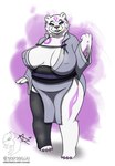 anthro asian_clothing big_breasts breasts clothing east_asian_clothing female japanese_clothing kimono lips markings mature_female piercing solo thick_lips thick_thighs wide_hips azrealm1 kumako bear mammal polar_bear ursine absurd_res hi_res