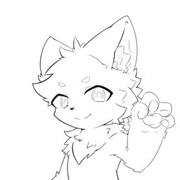 anthro belly fur gesture male nude simple_background solo waving white_background white_belly white_body white_fur loadinnng canid canine fox mammal 1:1 half-length_portrait monochrome portrait sketch